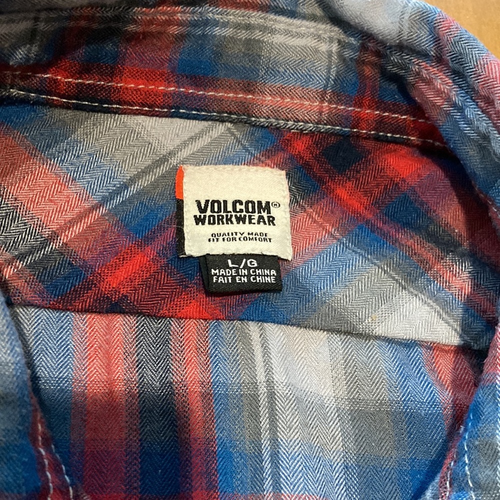 Men”S Volcom Plaid Long Sleeve Button Down - Size… - image 3